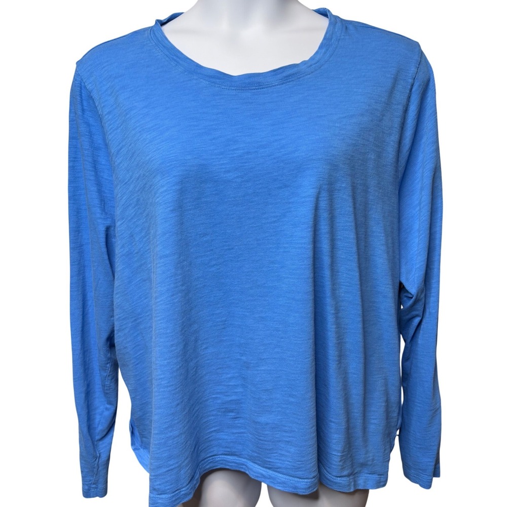 J. CREW Blue Girlfriend Long Sleeve Slub Tee 3X Casual Coastal Relaxed Everyday